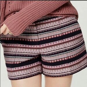 LOFT Ann Taylor Women's Aztec Print Bohemian Shorts Black White Pink Size 12